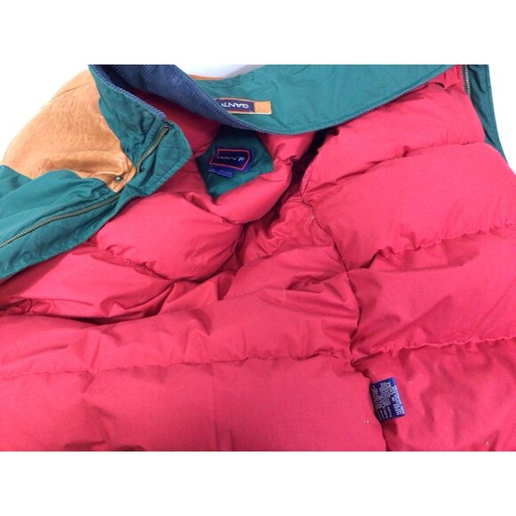 Vintage Gant Jacket Down Puffer Corduroy & Leather Trim Mens Large - Picture 5 of 9